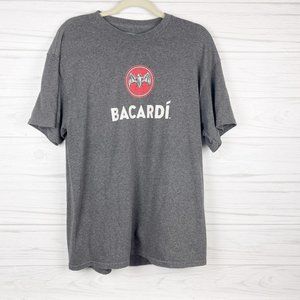 Bacardi Rum Men's Round Neck Grey T-Shirt Bat Logo Size Large